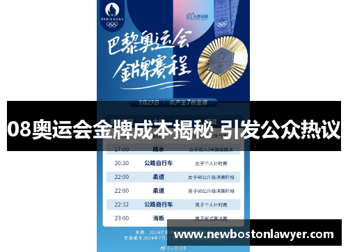 08奥运会金牌成本揭秘 引发公众热议